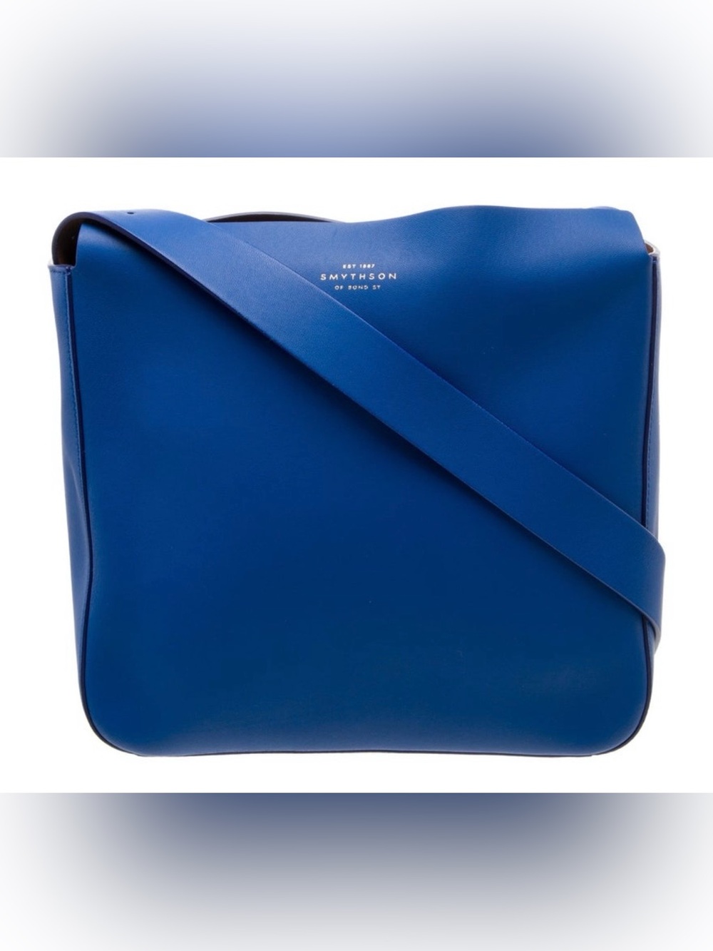 Smythson Royal Blue Leather Messenger Bag